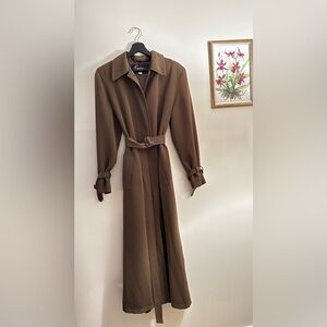 VINTAGE Olive Green Belted Trench Coat | Size XS